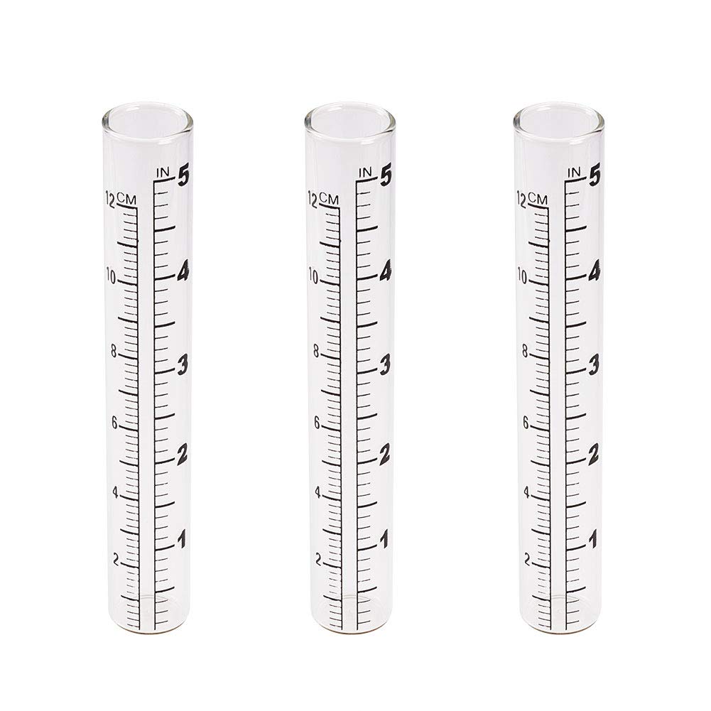 WANDIC Rain Gauge, Set of 3 Glass Rain Measuring Gauge Rain Meter for Garden or Farm, Clear