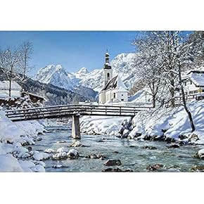 Panoramic View of Scenic Winter Landscape in The Bavarian Alps - Removable Wall Mural | Self-Adhesive Large Wallpaper - 66x96 inches