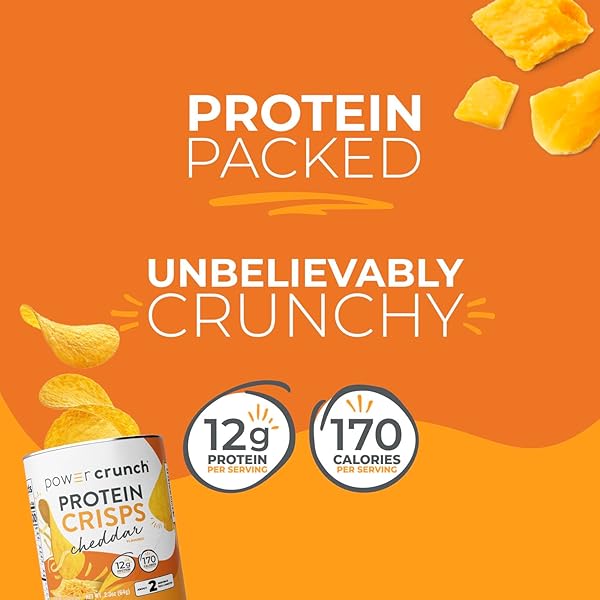 POWER CRUNCH PROTEIN CRISPS VARIETY PACK, CHEDDAR, HOT & SPICY, BBQ, A POTATO STYLE PROTEIN CHIP SNACK, 12G OF PROTEIN, 1.05 OUNCES PER SERVING (2 OF EACH FLAVOR)
