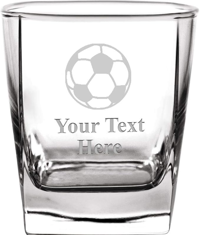 Personalized Drinking Glasses, 9 oz Custom Engraved Soccer