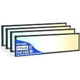 AIKVSXER 4Pack 1x4 LED Flat Panel Light, 6500LM Ultra-Bright, 30-50W Black | 3000K-6500K Adjustable, 0-10V Dimming, AC120-277V, Slim Surface Mount Ceiling Light for Office, Home, Garage