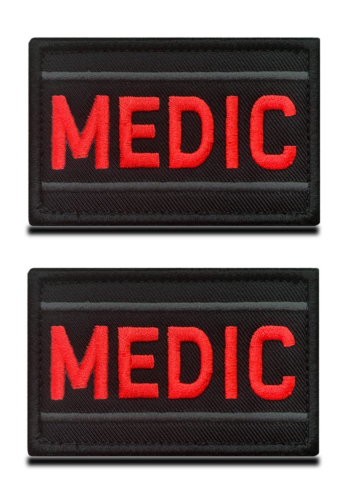 Pack of 2 PCS Medic Medical First Aid Tactical Embroidery Hook and Loop Military Armband Emblem Applique Patch for IFAK Rip Away Pouch, EMT, EMS, Trauma, Medical, Paramedic, Tactical(Medic)