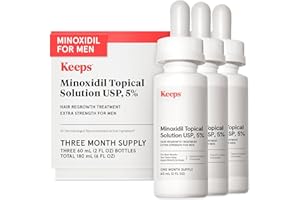 Keeps Extra Strength Minoxidil for Men - 5% Minoxidil Hair Growth Serum - Hair Loss & Regrowth Treatment for Thinning & Bald Spots - Clinically Proven Hair Growth Products - Unscented Topical Aerosol
