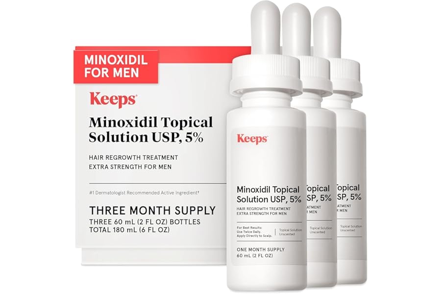 Keeps Extra Strength Minoxidil for Men – 5% Minoxidil Hair Growth Serum – Hair Loss & Regrowth Treatment for Thinning & Bald Spots – Clinically Proven Hair Growth Products – Unscented Topical Aerosol