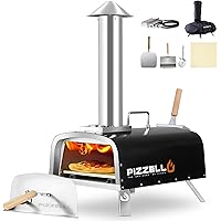 PIZZELLO 12" Outdoor Pizza Oven Propane and Wood Fired Pizza Maker Multi-Fuel Pizza Ovens with Gas Burner, Wood Tray, Stone, 