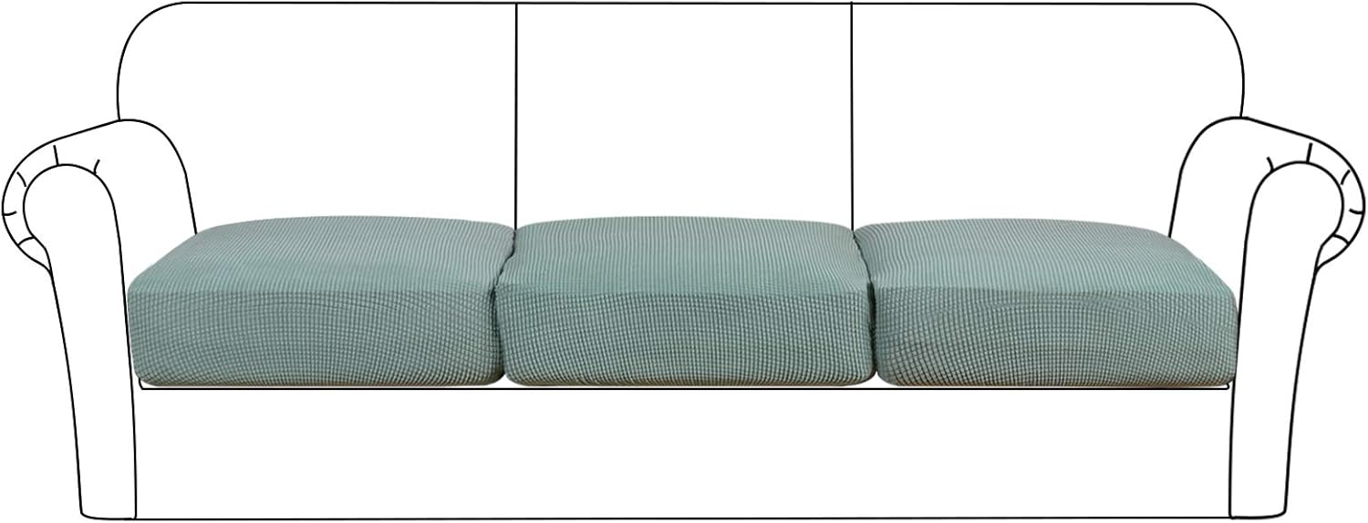 High Stretch Seat Cushion Cover Sofa Cushion Furniture Protector fot Sofa Seat Sofa Slipcover Sofa Cover Soft Flexibility with Elastic Bottom (3 Pieces Cushion Covers, Sage)