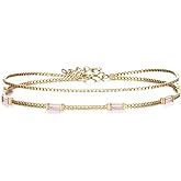 FANZE 925 Sterling Silver Birthstone Bracelets for Women, Bracelets for Women Trendy, Opal Bracelets Cubic Zirconia Bracelets, Birthday Christmas Anniversary Graduation Gifts