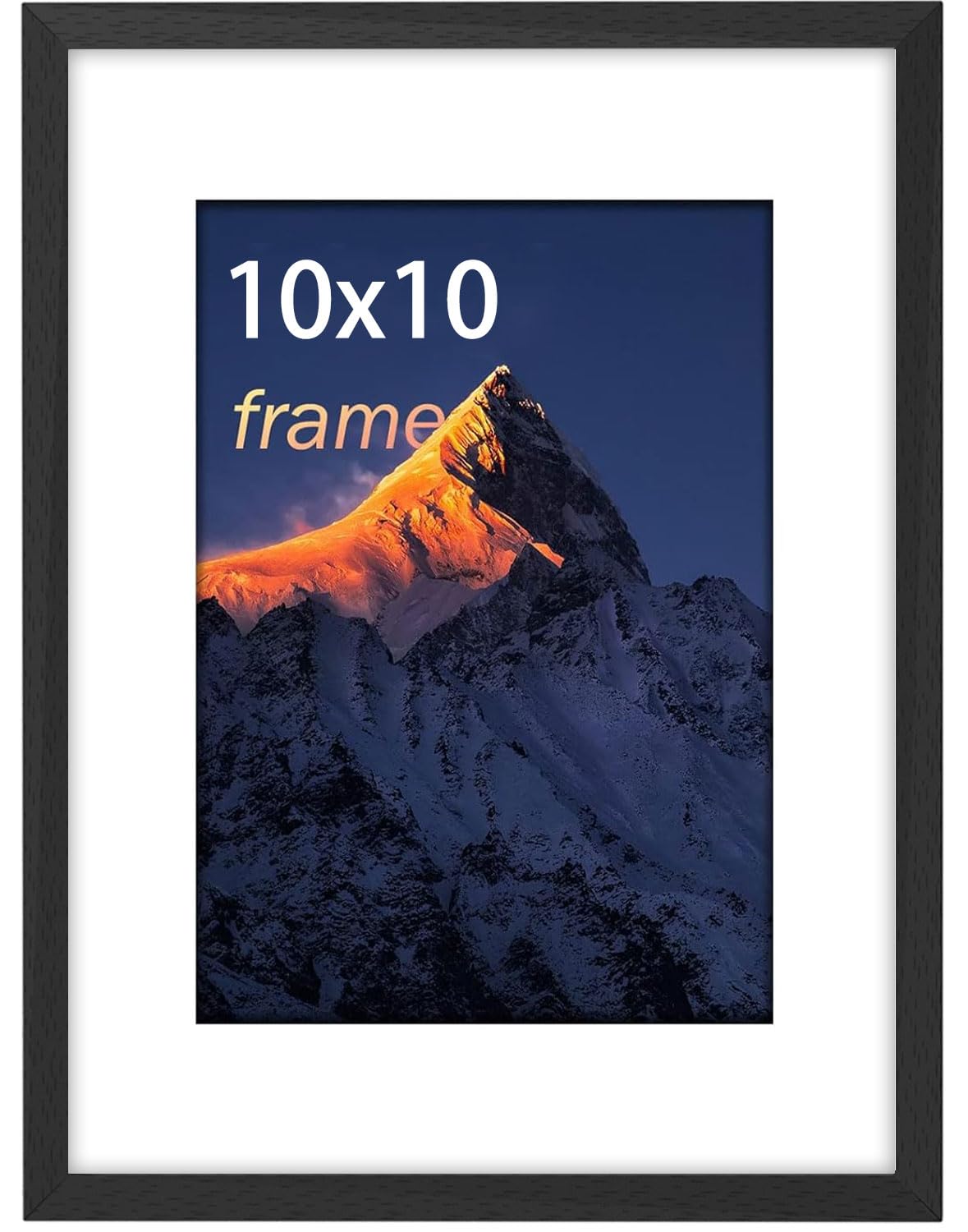 10x10 Photo Frame, Photo Frame for Tabletop and Wall Mounting Display, with Plexi Glass, Black 10x10 inch Picture without Mat, or 8x8 with Mat, with Horizontal and Vertical Format — image 1