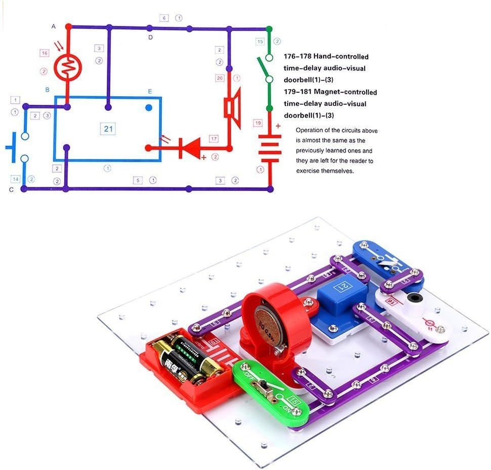 Circuits for Kids ELSKY 335 Electronics Discovery Kit, Circuits Experiments Kit, Smart Electronics Block Kit,Educational Science Kits Toy,Great DIY Building Blocks Electric Circuits Kits for Child: Toys & Games