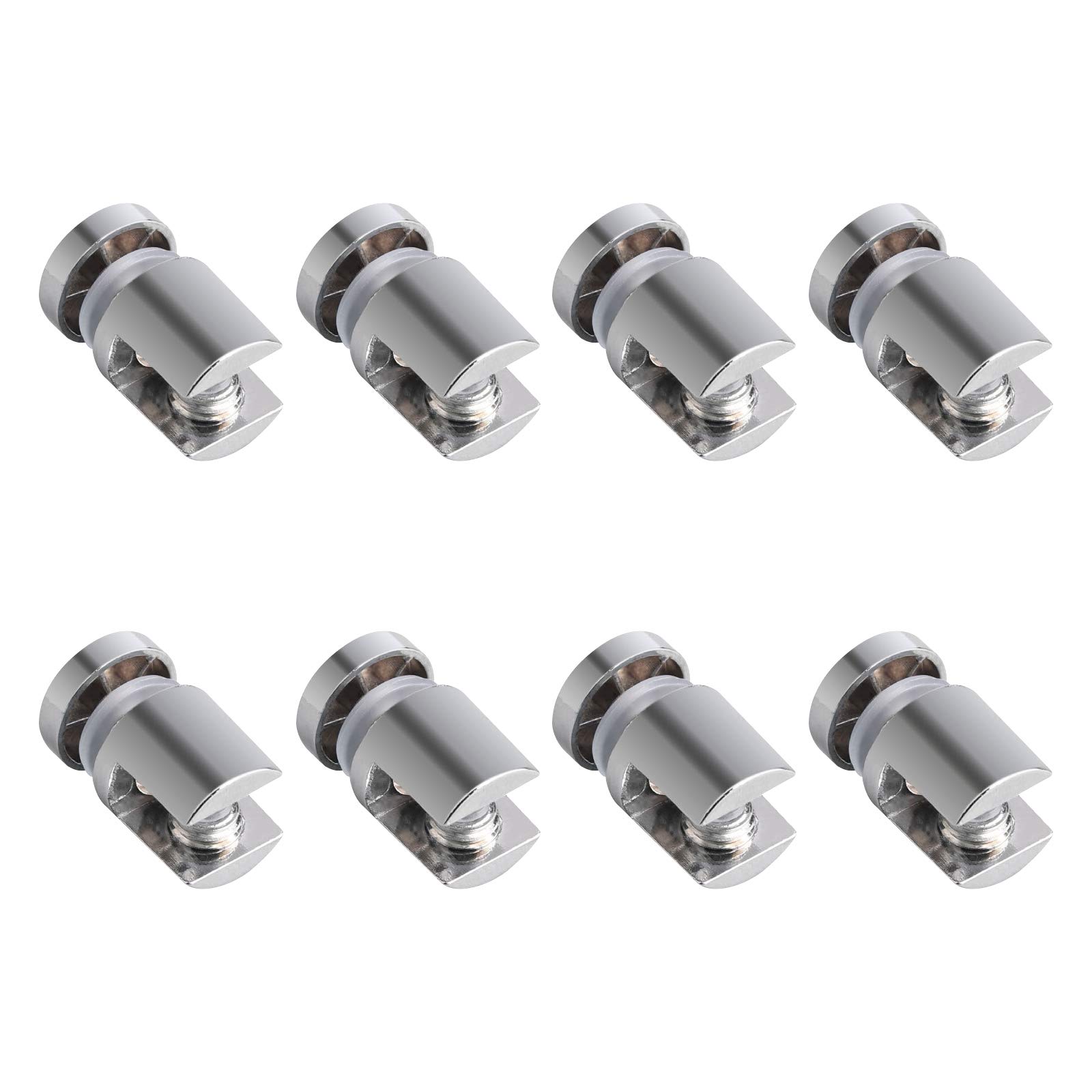 UFURMATE Glass Shelf Bracket, 8 Cylindrical Adjustable Mounts - Glass Clamp Holders, Single-Sided Supports for 6-10mm Acrylic (Polished Chrome)