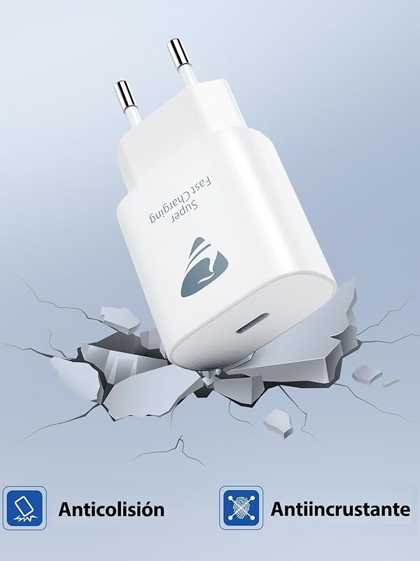 Cargador USB C 25W 2Pack, Cargador iPhone Carga Rapida PD 3.0 Adaptador Tipo C Cabezal, Movil Enchufe USBC para iPhone 16 Pro Max/15/14/13/12/11, Samsung, iPad
