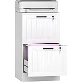 HOMCOM 2 Drawer File Cabinet with Lock, Vertical Filing Cabinet with Adjustable Hanging Bars for A4 and Letter Size File Fold