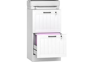 HOMCOM 2 Drawer File Cabinet with Lock, Vertical Filing Cabinet with Adjustable Hanging Bars for A4 and Letter Size File Fold