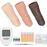 Simedutech Blood Glucose Test Trainer, Silicone Fingers for Nursing | Three skin tones, protective lining and lifelike texture for finger prick sampling practice