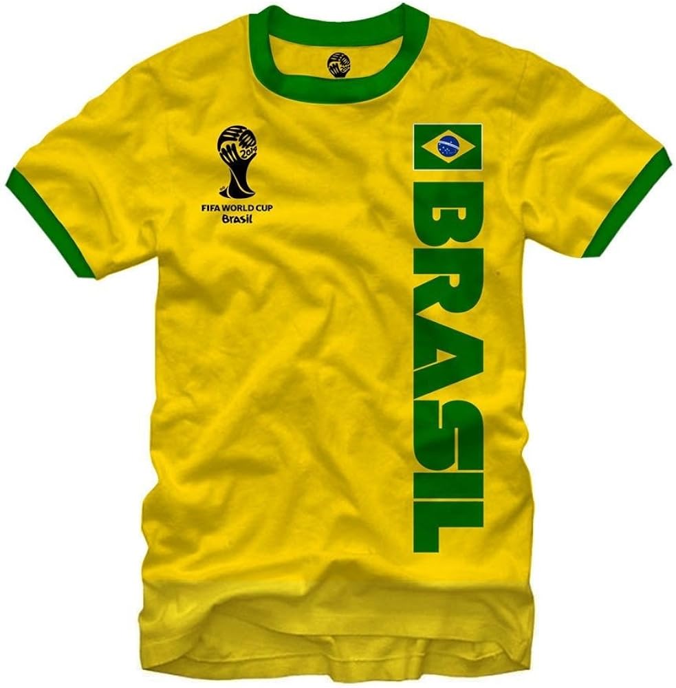 Amazon.com: 2014 Fifa World Cup Ringer Jersey Brasil Men's T-Shirt - Yellow: Clothing