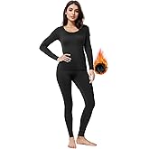 YOGINGO Double-Sided Fleece-Lined Thickened Thermal Underwear Set for Women Base Layer Top and Bottom Cold Weather Long Johns