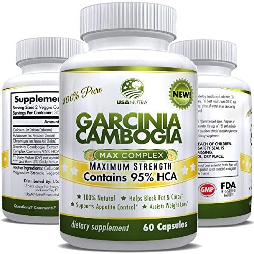 95% HCA Pure Garcinia Cambogia Extract Pills – Best Weight Loss, Appetite Suppressant, Carb Blocker and Fat Burner for Women and Men