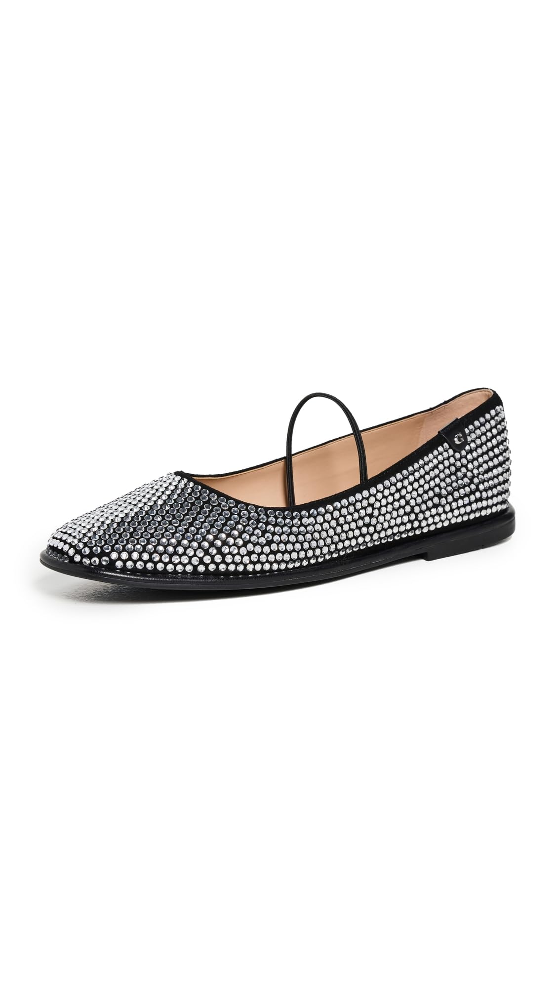 COACH Women’s Emilia Mary Jane Flat, Black Crystal, 7.5