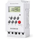 BAOMAIN 220V 25A Timer Switch KG316T-II,DIN-Rail Programmable,1M-168H | Microcomputer power controller features 28 ON/OFF settings &amp; LCD display.Accurately controls 25A loads from 1 min to 168 hrs