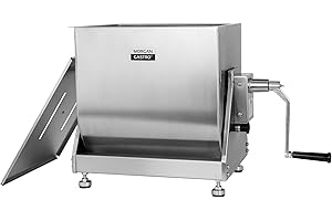 EASYROSE Commercial Tilt-Tub Meat Mixer with Gear Box, 80-lb/40L Stainless Steel Sausage & Burger Mixer, High-Torque Hand Crank Operation for Ground Meat & Seasoning