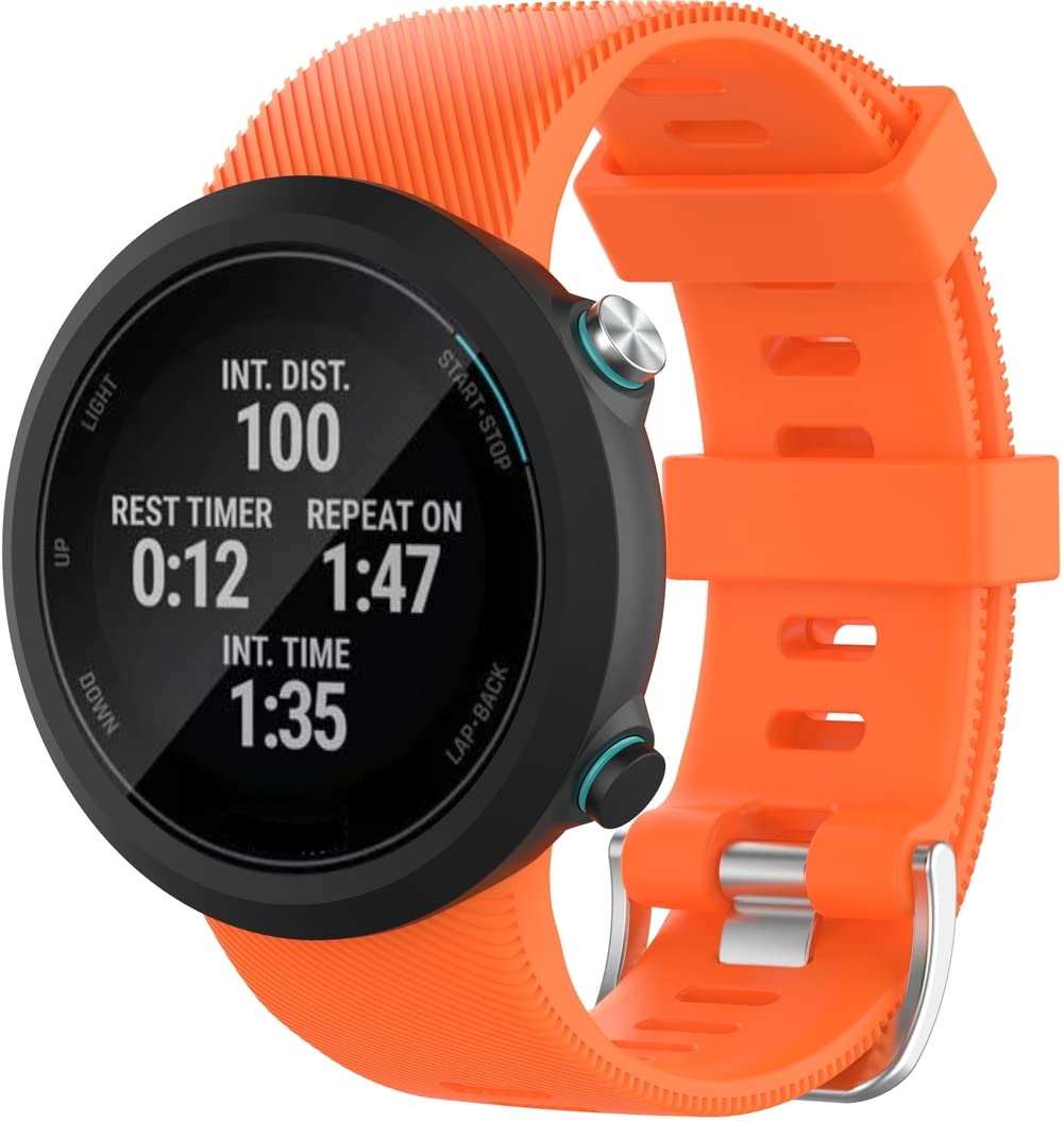 Chainfo Strap compatible with Garmin Forerunner 45S / Forerunner 45 / Swim 2 Watch Band, Replacement Adjustable Bracelet Silicone Sports Strap NO230525 (Orange) — image 1