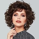 Kaneles Women Short Brown Curly Wig with Bangs Shoulder Length Naturel Halloween Bob Hair Wigs for Women Daily Party Use