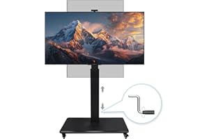 Hovadova Rolling TV Stand with Hand Crank Lift,Wheels,Mobile TV Cart for 42-75inch TVs with Rotating,Portrait to Landscape,Fr