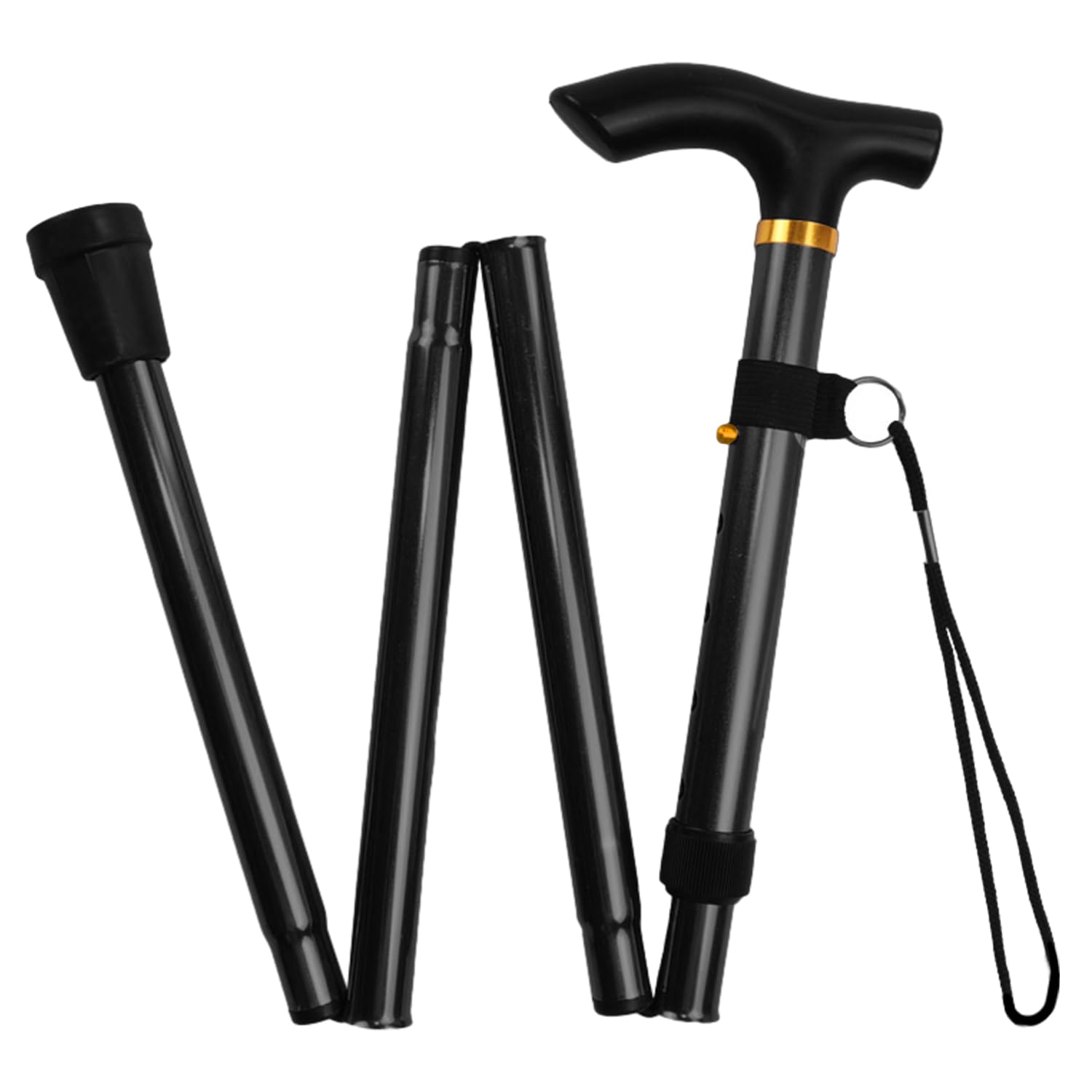 1 Piece Of Folding Cane, Portable Cane, Adjustable Non-Slip Cane, Suitable For Middle-Aged And Elderly People, People With Limited Mobility, And Mountaineering And Outdoor Sports（Black）