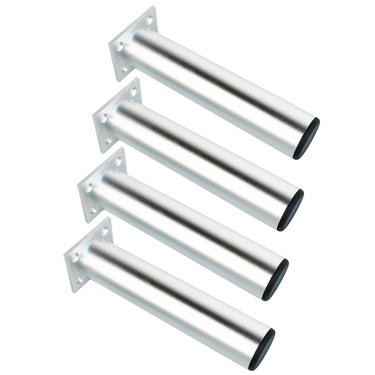 Qrity Aluminium Alloy Furniture Legs, Pack of 4, 250 mm Height Replacement Feet Support Legs for Furniture Table Sofa Bed Desk, Silver — image 1