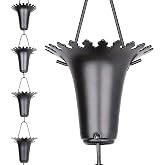 Rain Chains for Gutters, 8.5 Ft Black Aluminum Flower Cup Gutter Downspout