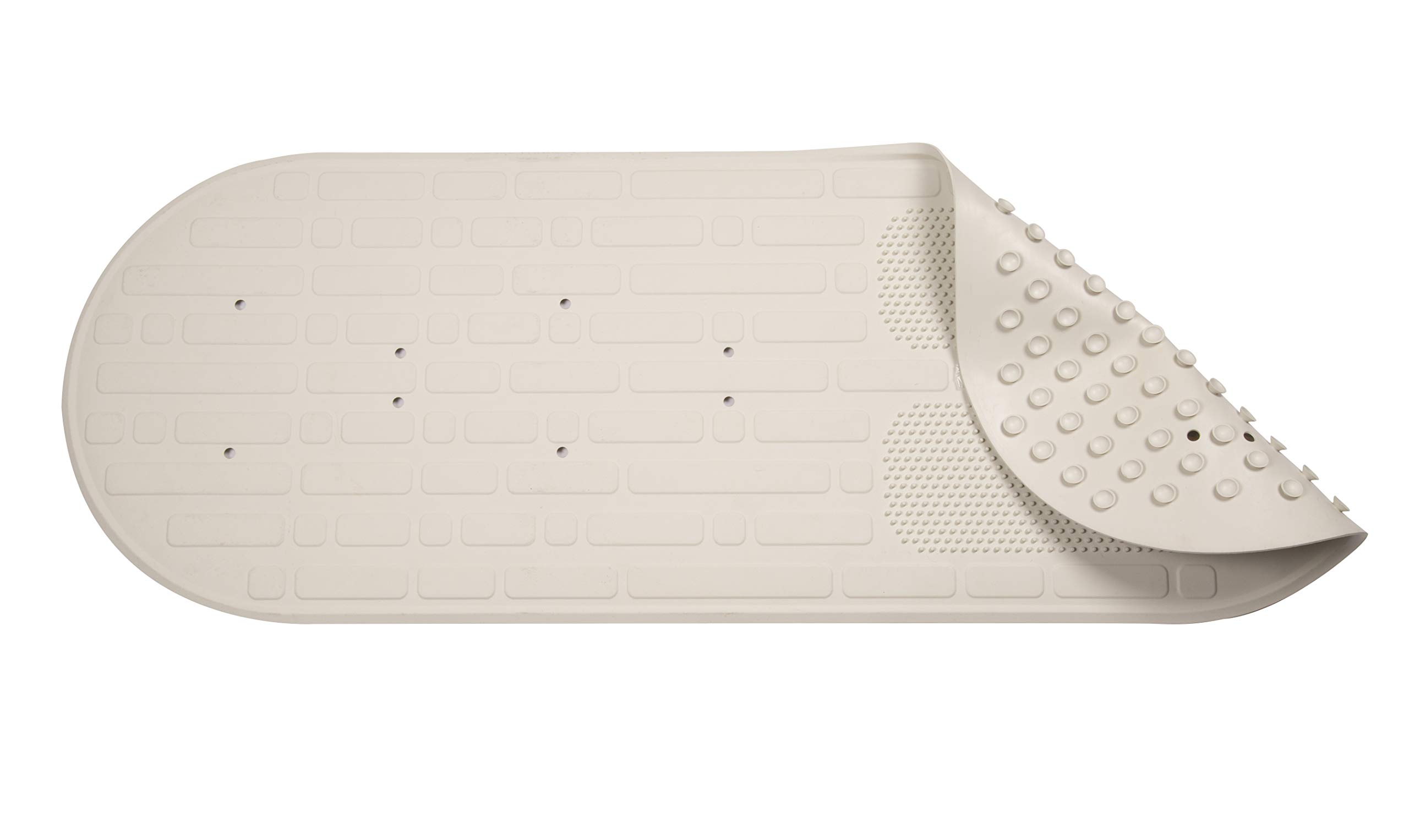 Croydex Hygiene 'n' Clean Bath Mat with Luxury Foot Scrubber, Non Slip Anti Mould, Machine Washable, Easy to Clean, Strong Suction Cups, Anti Bacterial, Fits Well Inside Most Baths, 39x69cm, White — image 1