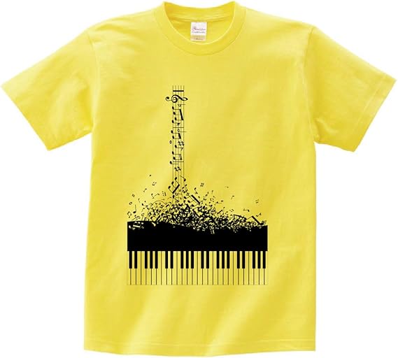Amazon オリジナル イラスト Tシャツ 音符が紡ぎだすピアノ 大きいサイズ Big ビッグ Tシャツ カットソー 通販