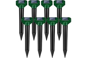 JAHY2TECH 8 Pack Solar Mole Repellent Spikes Outdoor Ultrasonic Animal Repellent Solar Powered Waterproof Sonic Burrowing Mole Deterrent Stake to Repel Mole Vole Groundhog Gopher Armadillo Snake for Yard Lawn