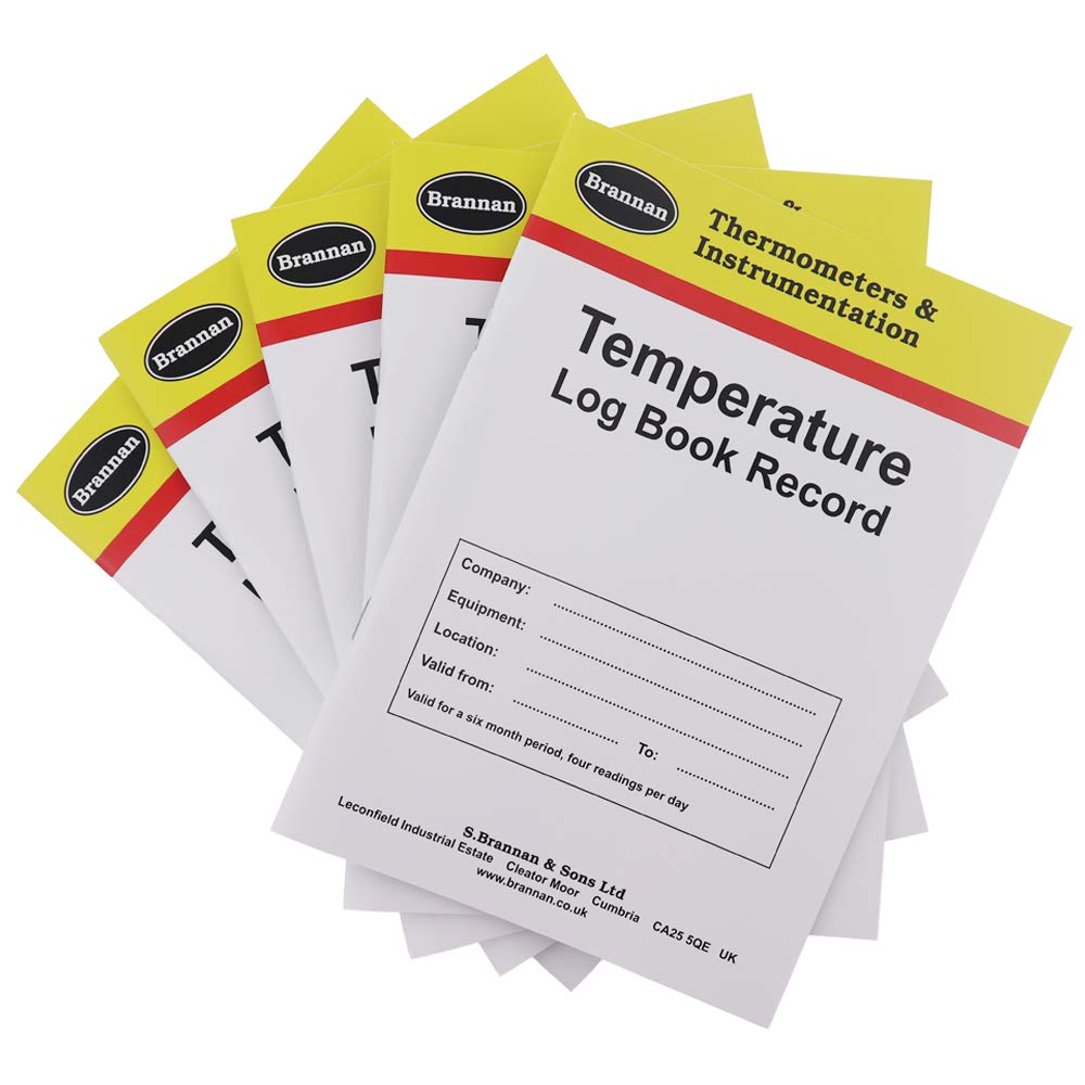Brannan Pack of 5 X Food and Fridge Temperature Log Books 6 Months Records - Monitor Fridge Freezer Log Book Temperature Food Safety and Hygiene
