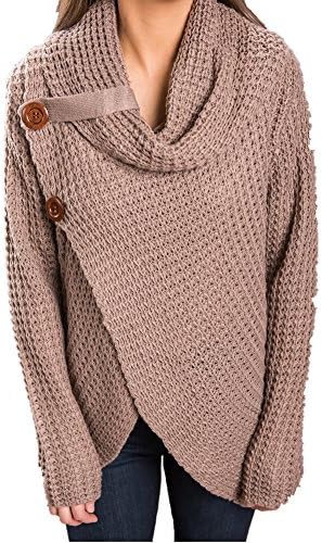 Inorin Womens Sweaters Casual Cowl Neck Chunky Cable Knit Wrap Pullover Sweater