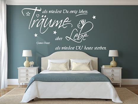 Wandtattoo Fur Ihr Schlafzimmer 68057 58x29 Cm Schriftzug James Dean Traume Als Wurdest Du Ewig Leben Wandaufkleber Aufkleber Fur Die Wand Fliesen Tapetensticker Aus Markenfolie 32 Farben Wahlbar Amazon De Baumarkt