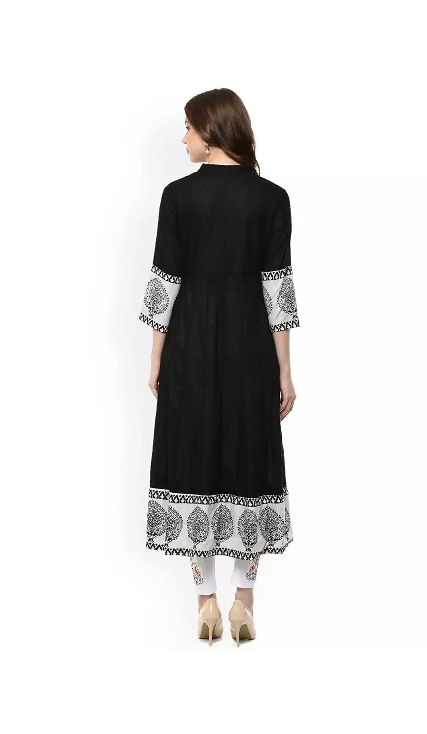 anjushree choice women's black stitched cotton kurti kurta