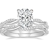 Mameloly 3ct Engagement Rings for Women Oval Cut Bridal Ring Sets Cubic Zirconia Wedding Band Twisting Infinity Pave Set Size 4-12