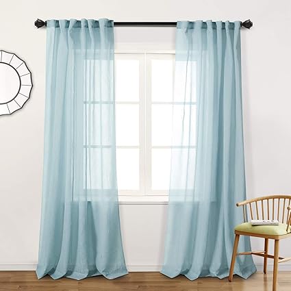 Mysky Home Back Tab And Rod Pocket Window Crushed Voile Sheer