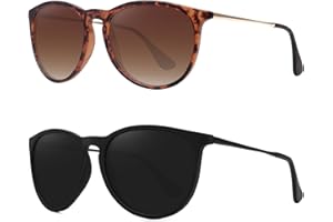 WOWSUN Polarized Sunglasses for Women Vintage Retro Round Mirrored Lens