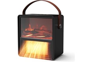 Minthouz Space Heater, Heaters for Indoor Use 3D Flame Effect, Adjustable 1200W/800W PTC Ceramic Portable Heater with Overhea
