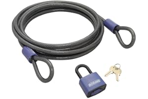 Schlage 994862 Flexible Cable with All Weather Padlock, 15-Foot by .375-Inch Cable with 40mm Padlock , Blue
