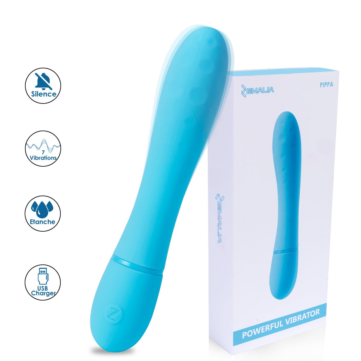 ZEMALIA Pippa Silikon Dildo Klitoris Vibrator für sie,Klitoris Sauger Vibratoren mit 7 Vibrationsmodi,360 ° Biegbares Ultra Weich Silikon,Wasserdicht sexspielzeug für frauen und paare,hell blau