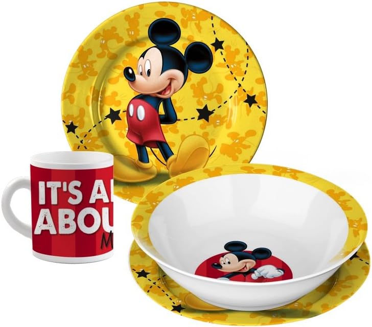 Star Disney Mickey Mouse & Friends Set of 3 Dinner Plate Soup Plate and Mug