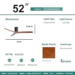 Sofucor 52 Inch Ceiling Fans No Light Flush Mount