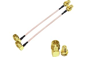 TUOLNK SMA Coaxial Cable RG316 SMA Female to SMA Male Right Angle WiFi Antenna Extension Cable for Security Camara 6inch (15cm) RF Coax Pigtail Cable 2 Pack