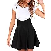 Women's Suspender Braces Casual Skirt Dress Basic High Waist Versatile Flare Skater Shoulder Straps Short Skirt