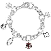 From the Heart Texas A&M Aggies Mabel Charm Bracelet with State Love Football Team Logo and Crystal Charms Jewelry Licensed TAMU