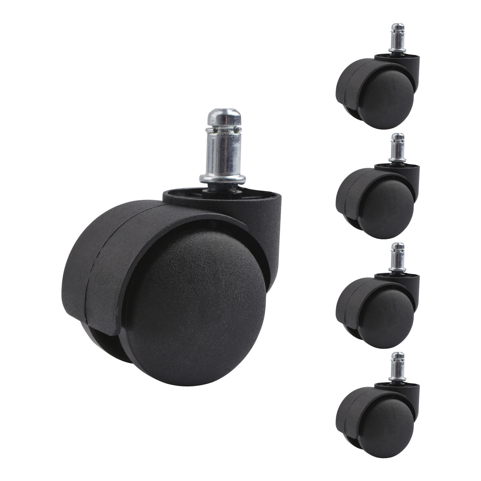 INCREWAY Set of 5 Nylon Wheel Casters, Chair Wheels Replacement Universal Swivel Caster Trolley Wheel