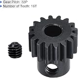 sourcing map 2Pcs 32P Hardened Pinion Gear 5mm Shaft 16 Tooth Carbon Steel RC view 4